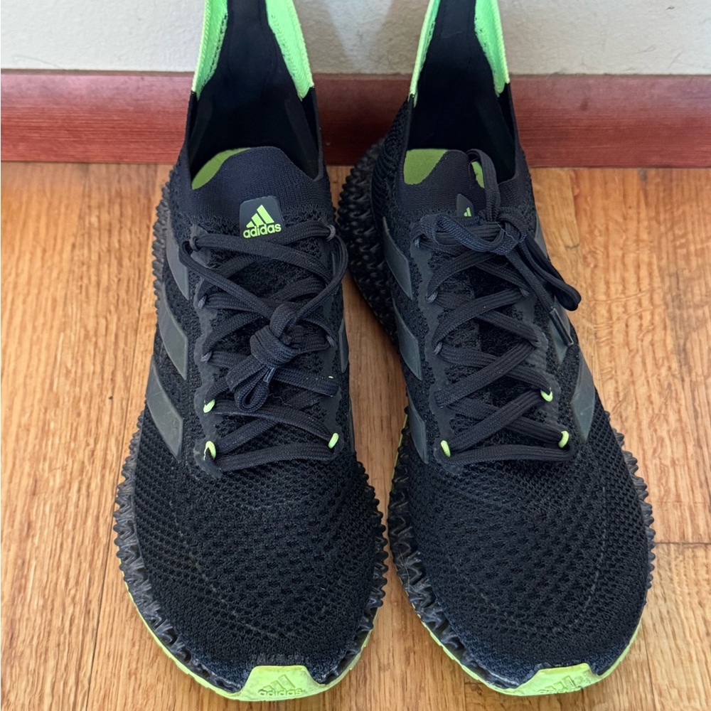 Adidas Men's Black and Neon Green Athletic Shoes